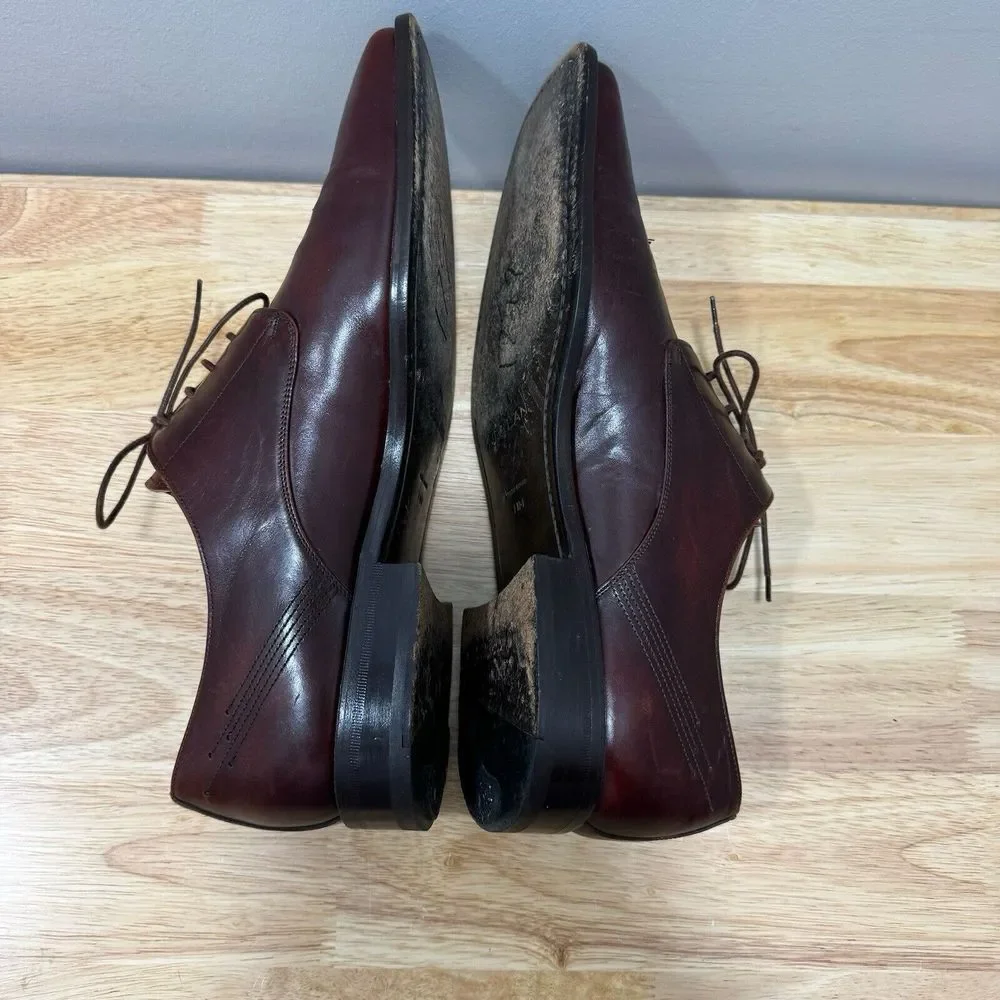 Mezlan Mens 11 M Brown Leather Lace Up Square Toe Derby‎ Dress Shoes Oxblood
